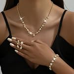 Ensembles de Mariage pour Femmes Bracelet en Strass Argent Collier et Boucles d'oreille Sets pour Femmes Bijoux de mariée Set pour Mariage Prom Jewelry Sets