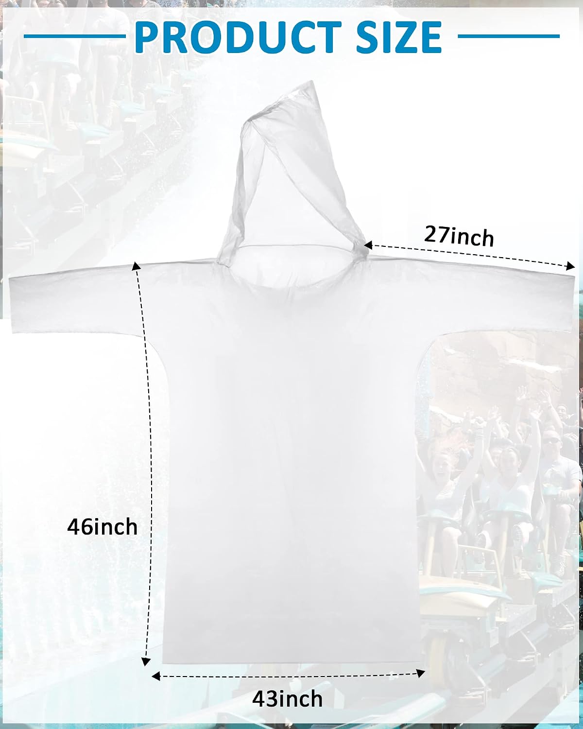 Foaincore 60 Pack Disposable Rain Ponchos for Adults Emergency Waterproof Raincoat with Hood Ponchos Rain Gear for Outdoors