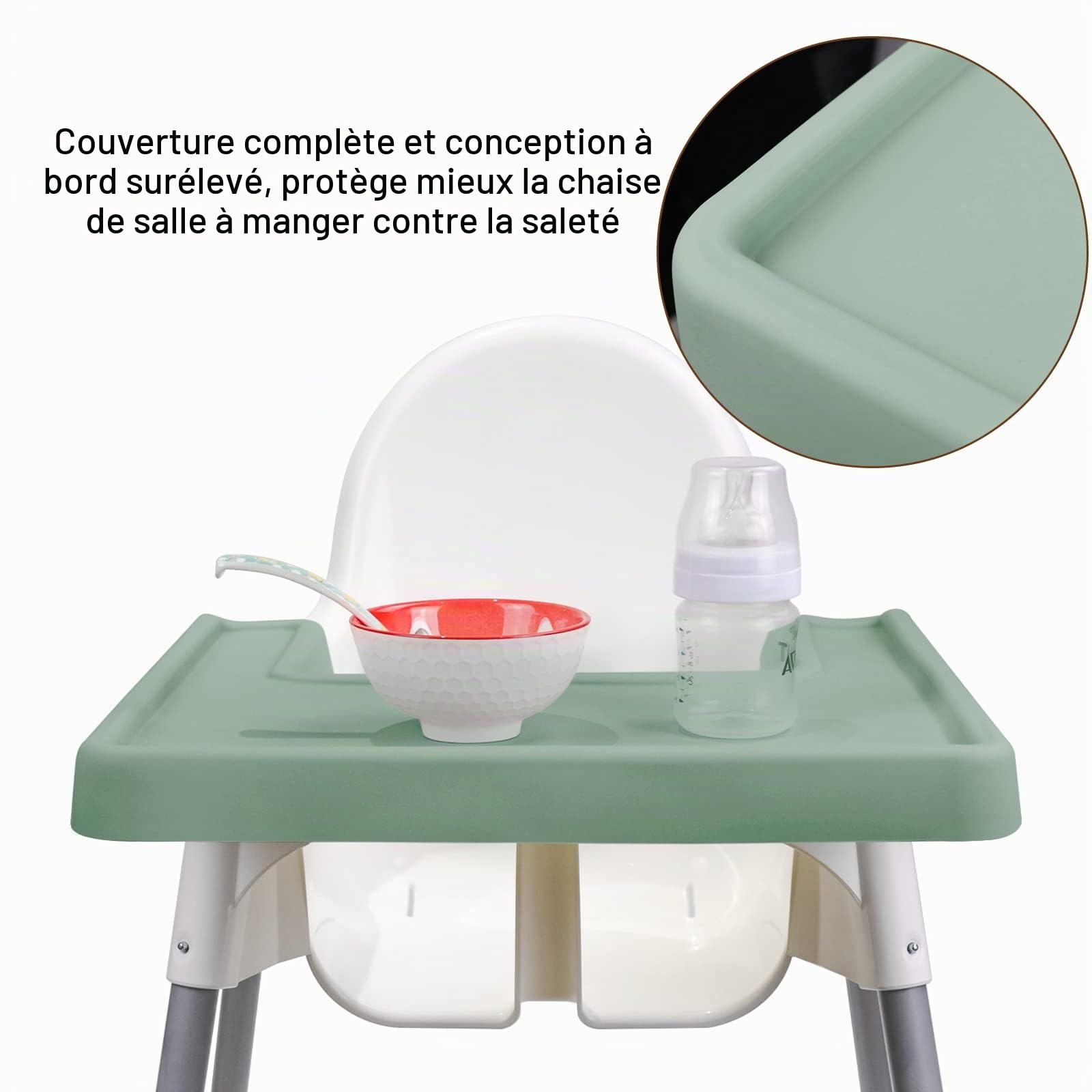 Set de table pour chaise haute, durable pour set de table Ikea, coussin de chaise de salle à manger, tout compris, convient pour Ikea Antilop Highchai, pour jeunes enfants et bébés (vert)