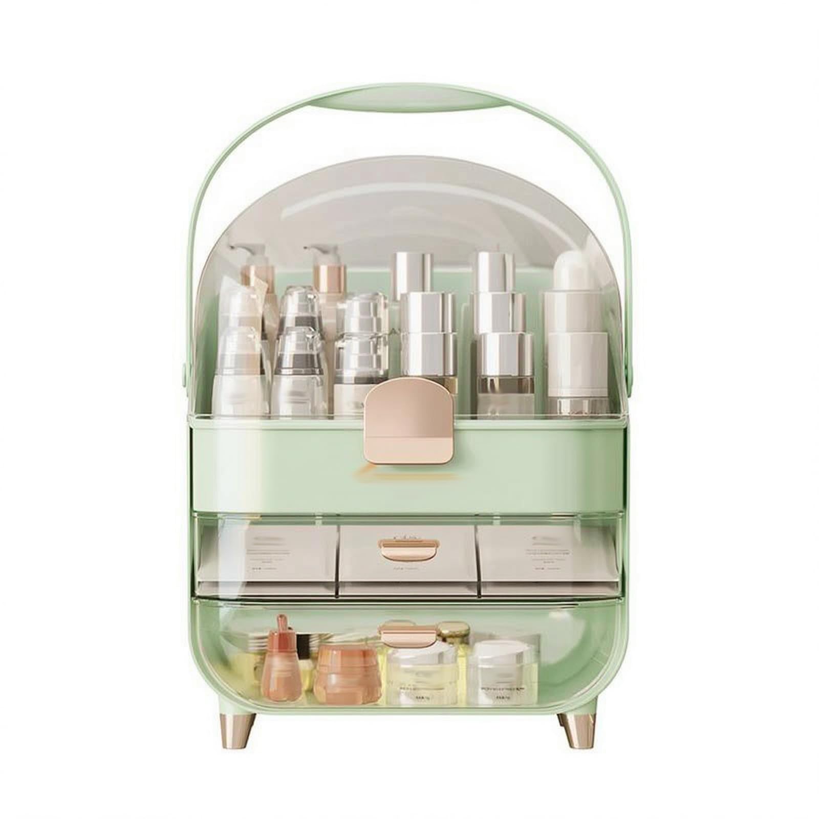 Zambuph Ample Storage Space Green Makeup Organizer Modern Vanity, Green