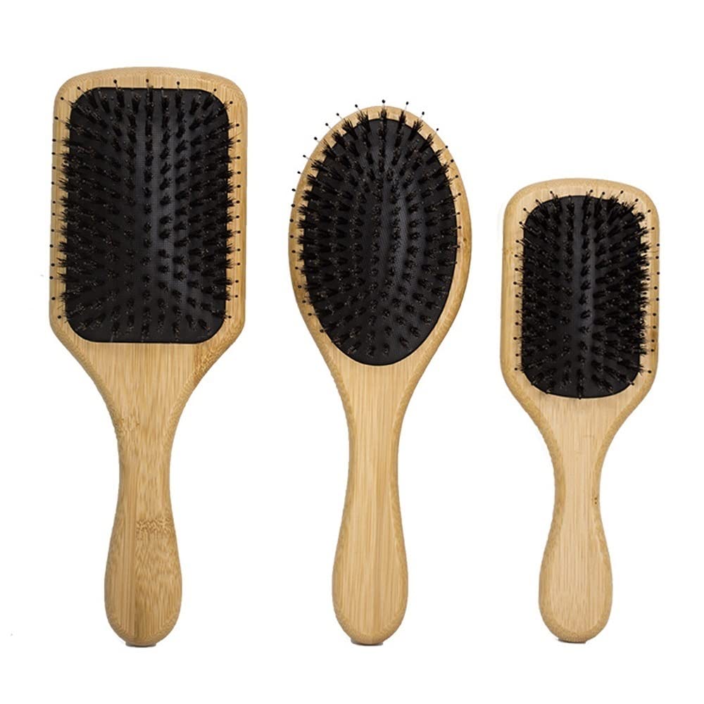 Cepillo for el cabello, desenredador de paletas de bambú, cepillos for desenredar el cabello for mujeres, hombres, niños, agregar brillo, alisar el cabello, peine, cepillo de cerdas de jabalí for cabe