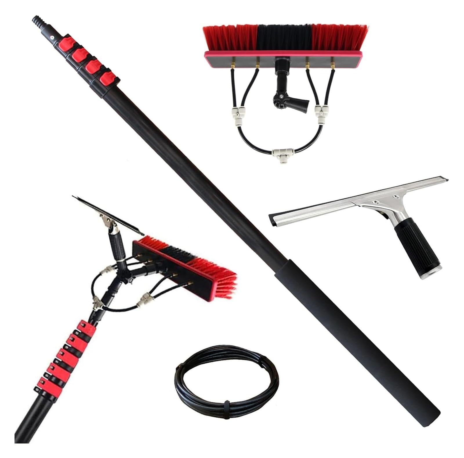 CWCQGH Telescopic Cleaning Brush Water Fed Pole Kit Telescopic Brush Extendable Window W/Squeegee Washer Roof Cleaner Glass Outdoor Solar Panel (3.6M)