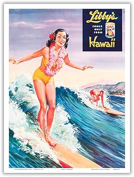 Amazon.com: Libby's Pineapple Hawaii - Surfer Girl - Vintage