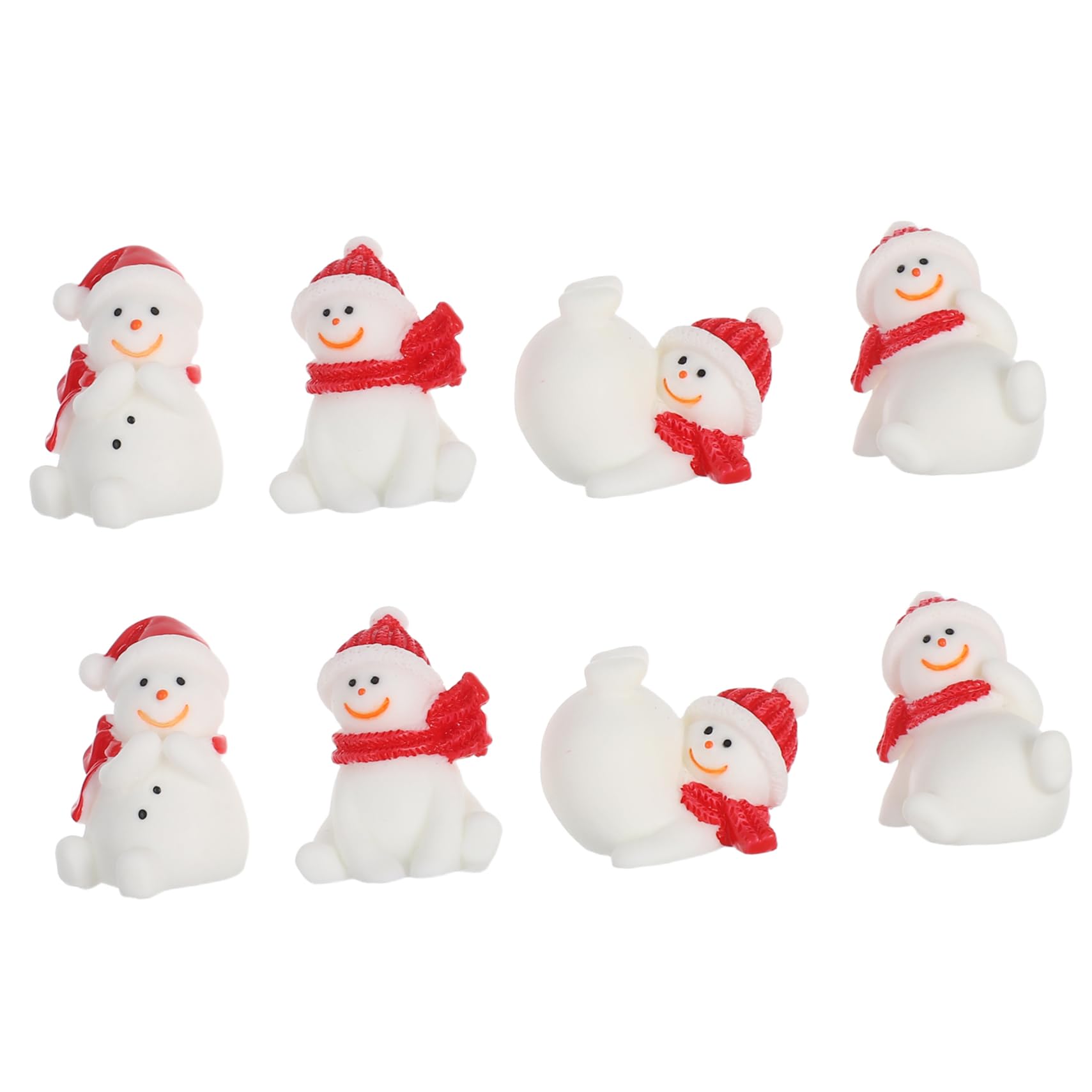 Toyvian Multicolor 8Pcs Mini Fairy Snowman Figurine Miniature Snowman Figurines Resin Snowman Ornament Xmas Party Favors For Christmas Party Desktop Decoration（Mixed Pattern