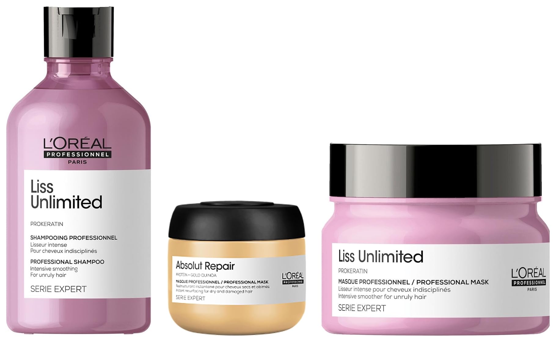 L'Oréal Professionnel Liss Unlimited Shampoo 300ml and Hair Mask 250gm Combo for Rebellious Frizzy Hair, Serie Expert (Pack of 2) with Absolut Repair Travel-Size Mask 75ml-image-21
