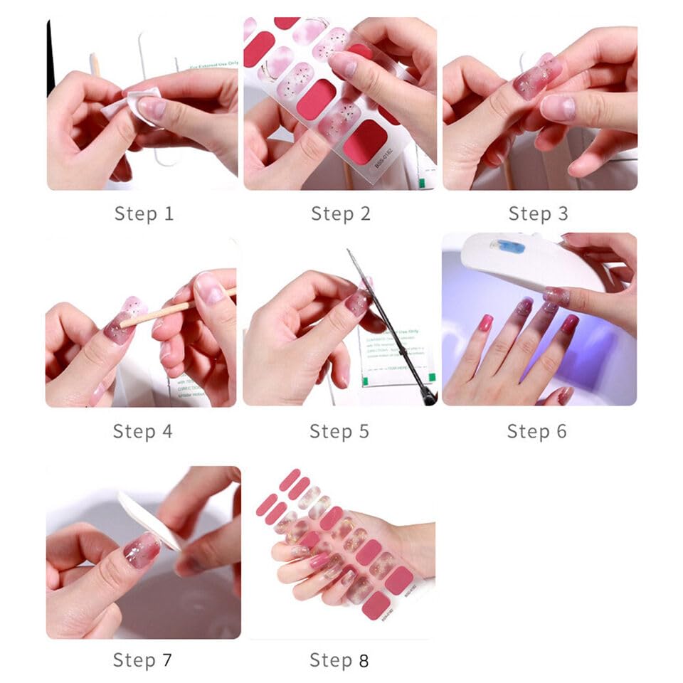 Cazuela 16PCS Semi Cured Gel Nail Polish Strips, Self Adhesive Full Wrap Gel Nail Art Sticker, Waterproof Gel Nail Wrap Stickers with Nail File and Stick (17Reddish Brown), 15 Centimeters 4