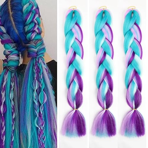 Miniatura 83 de Xiaofeng Extensiones de cabello trenzado para mujer, 3 paquetes de 100g/paquete (3.53 oz/paquete), 24 pulgadas, alta temperatura, ombré, pelo