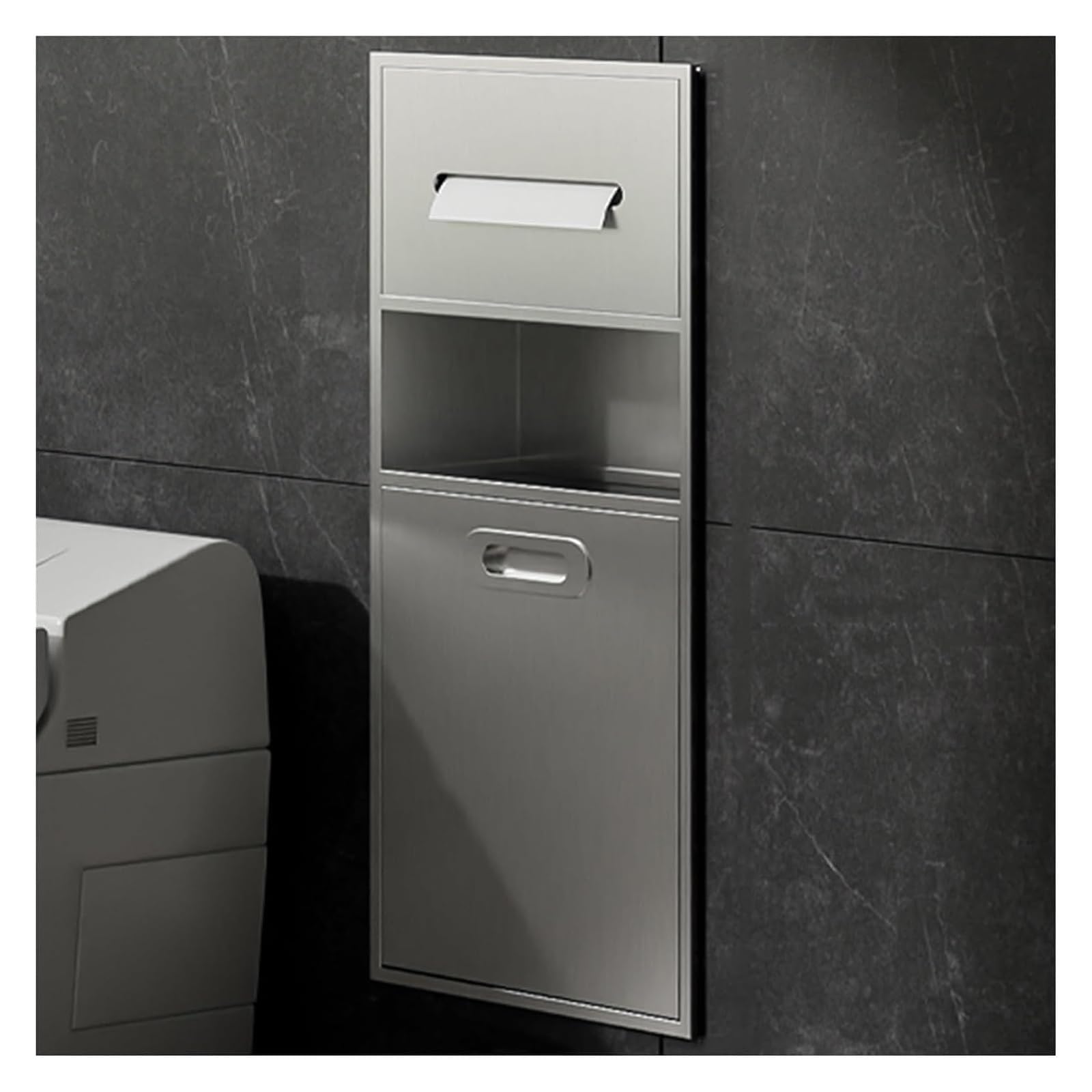 QUSYZD Stainless Steel Shower Nich, 30x65x14cm Waterproof Toilet Side Metal Niche Cabinet, Recessed Niche Shelf for Bathroom Storage/Shampoo/Toiletries,Silver,65x,Silver-65x30x14cm