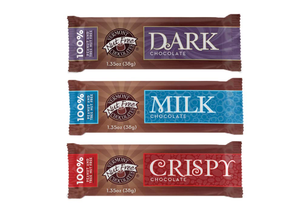 Vermont Nut Free Chocolates Small Bar (Milk Chocolate) 1.35 Ounce Bars, 18 Count, Nut-Free, Egg-Free, Kosher
