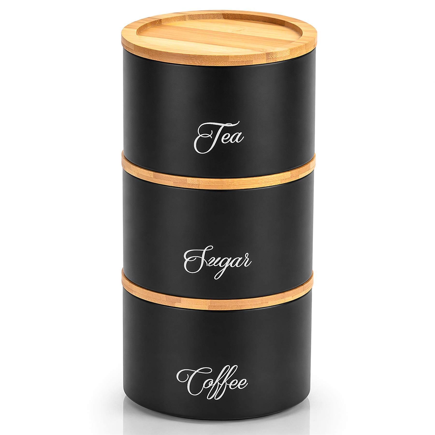 Innoteck Canisters Tea Coffee Sugar Stackable Storage Set Airtight