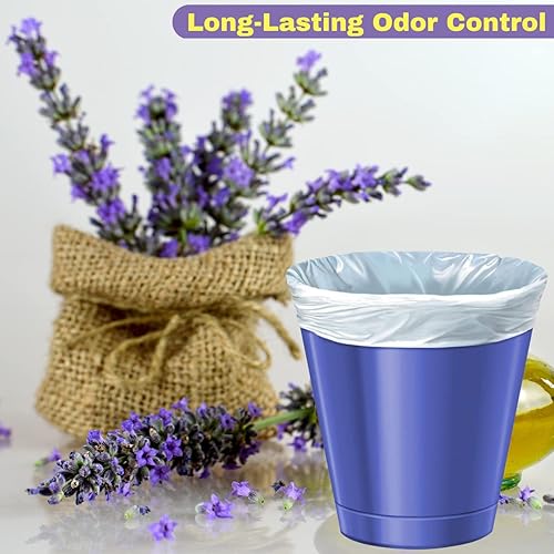 Miniatura 8 de CCLINERS Bolsa de basura de 4 galones con aroma a lavanda (440 unidades) bolsas de basura pequeñas para baño, bolsas de basura blancas para el