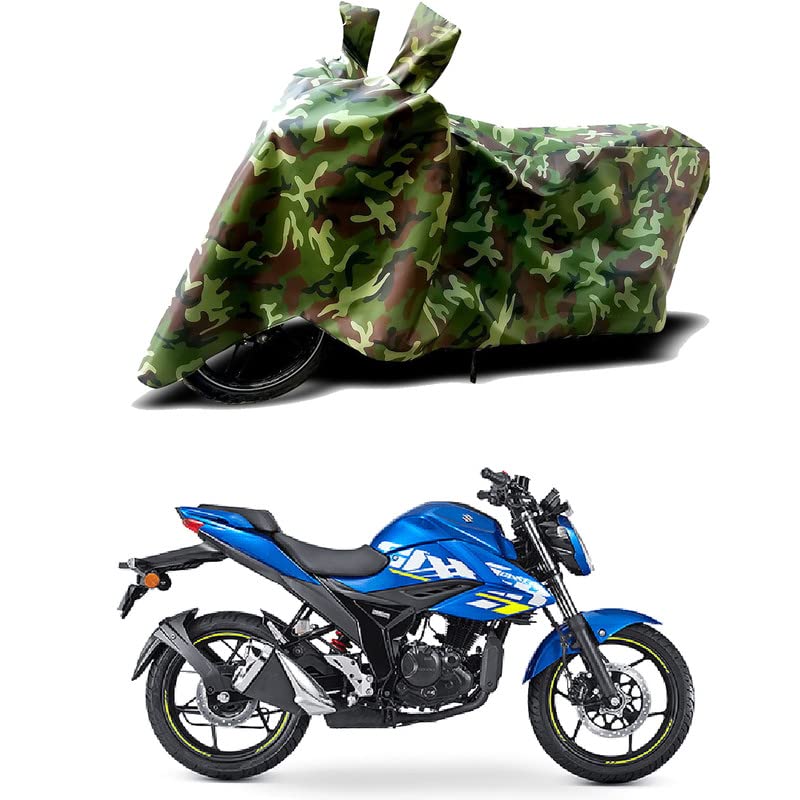 Image of 100% Water Resistant Bike Scooty Two Wheeler Body Cover Compatible for Suzuki Gixxer ABS BS6 /UV-Rays /Heat Protection /Birds Dropping /Scratchproof /Dust Proof /Waterproof /All Varient[Green MJ]