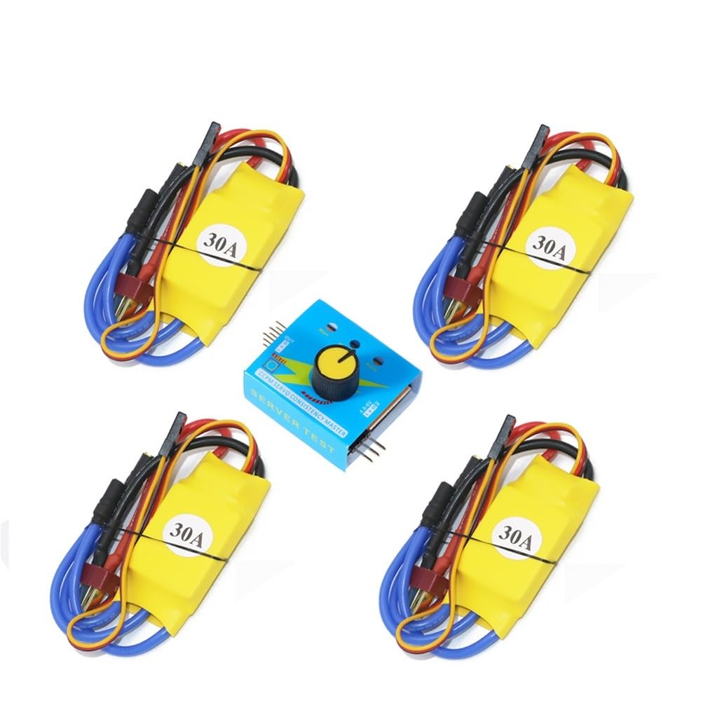 4 PCS Drone 30A Brushless Speed Controller RC ESC + Multi Servo Tester 3CH ESC 4.8-6V Kit Spare Part for F450 Multicopter Drone Accessories