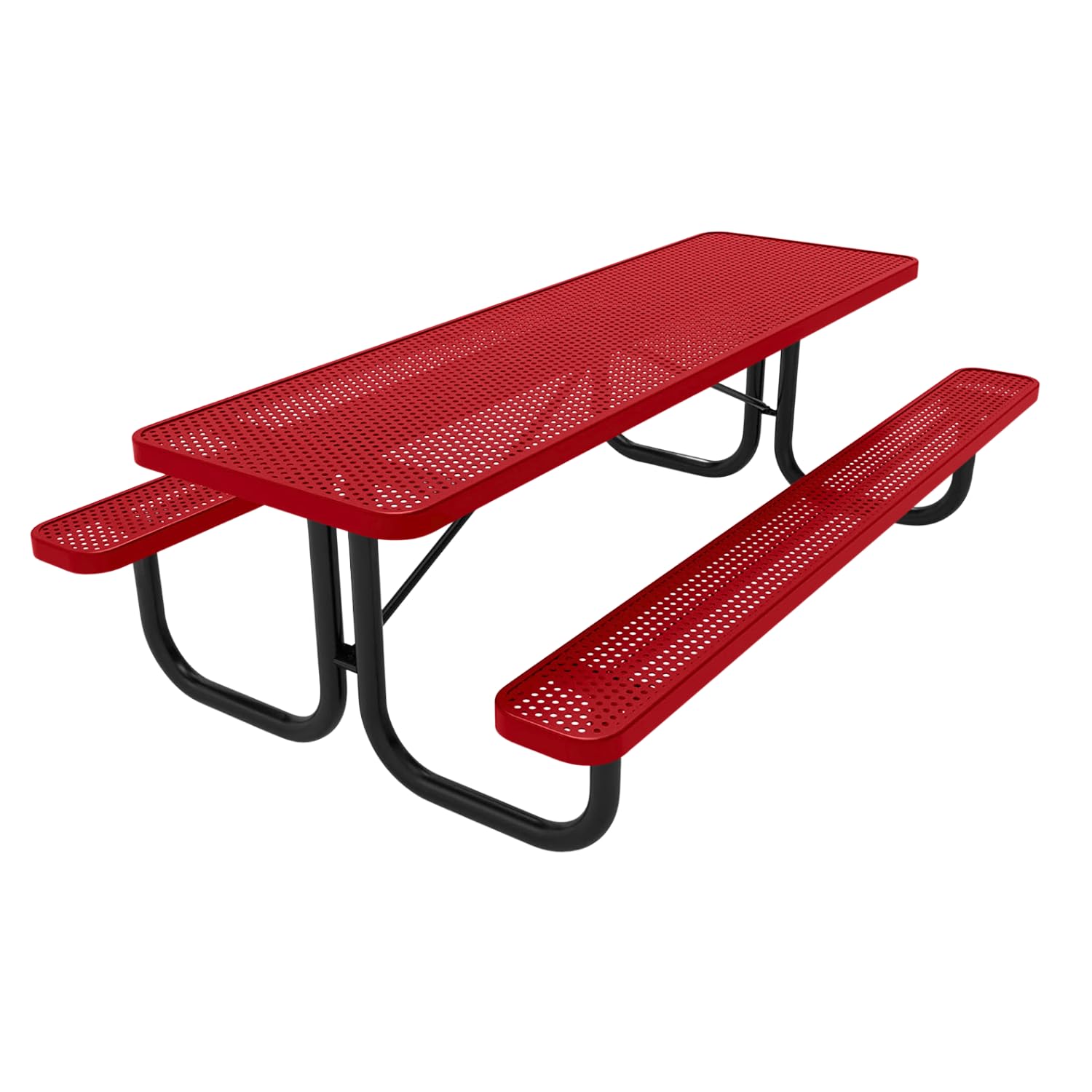Coated Outdoor Furniture Heavy-Duty Portable Outdoor Picnic Table, Thermoplastic Coated Punched Steel Commercial-Grade Patio Dining Furniture Made