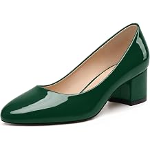 KUOARN Chunky Heels for Women Low Heel Pumps Slip On Dress Shoes Pumps