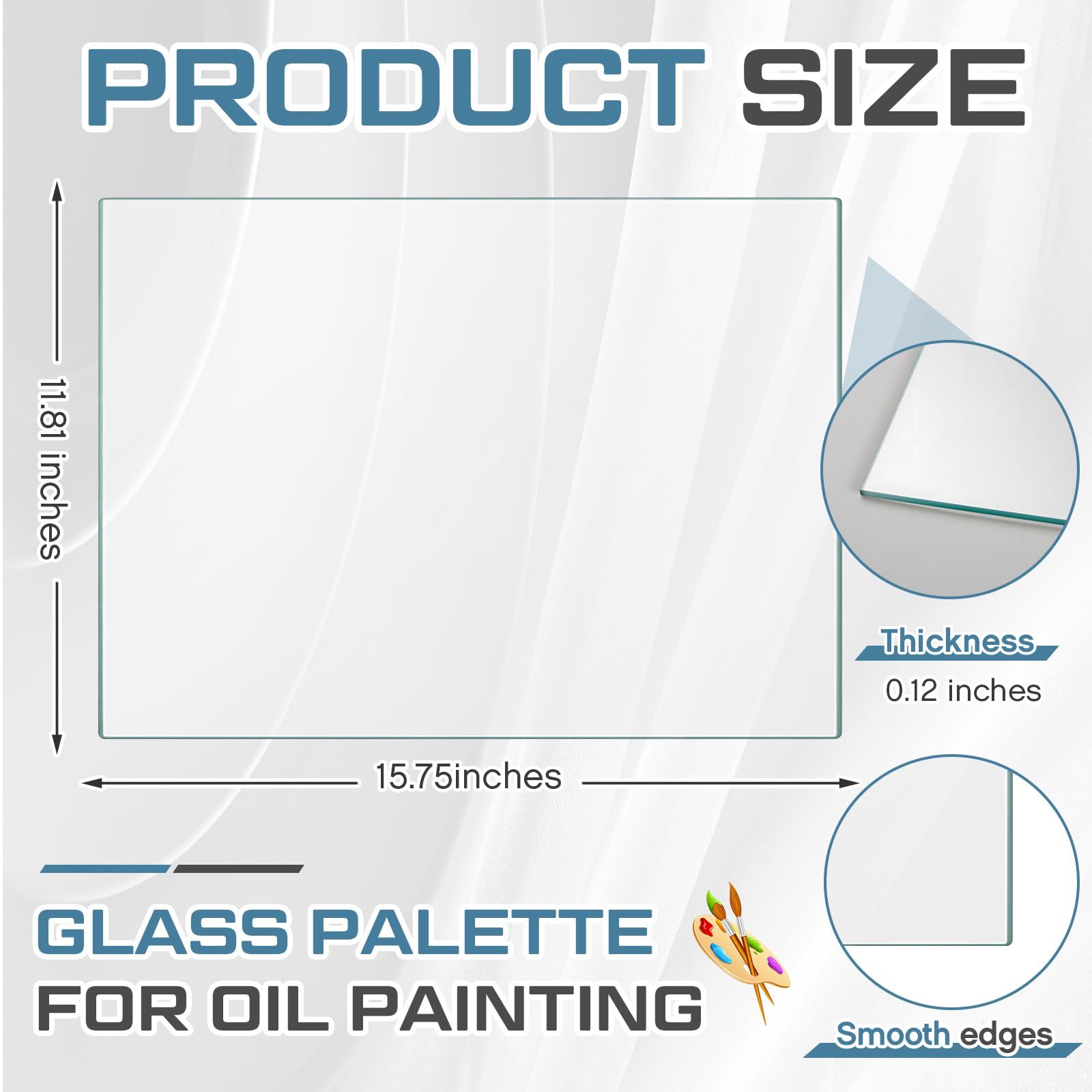 Nuanchu Palette en verre trempé transparent de 30,5 x 40,6 cm pour peinture à l'huile, garde la peinture humide fraîche, résistante aux rayures, facile à nettoyer pour palette d'artiste, bricolage