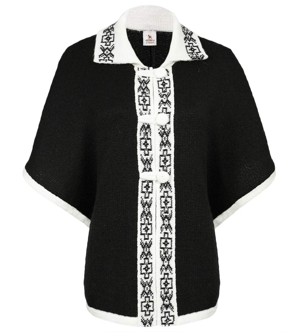 Women's Peru Soft Warm Alpaca Wool Blend Knitted Cape Coat Poncho Ethnic Border