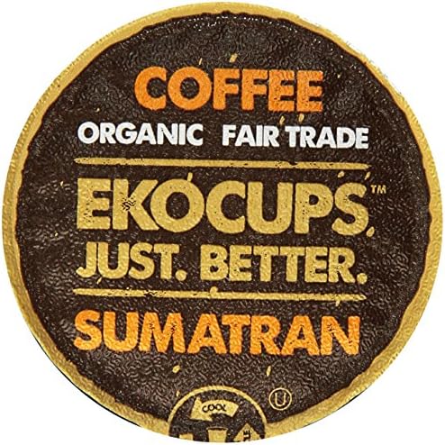 EKOCUPS Artisan Organicย Sumatran Coffee, Dark roast, in Recyclable Single Serve Cups for Keurig K-cup Brewers, 10 count