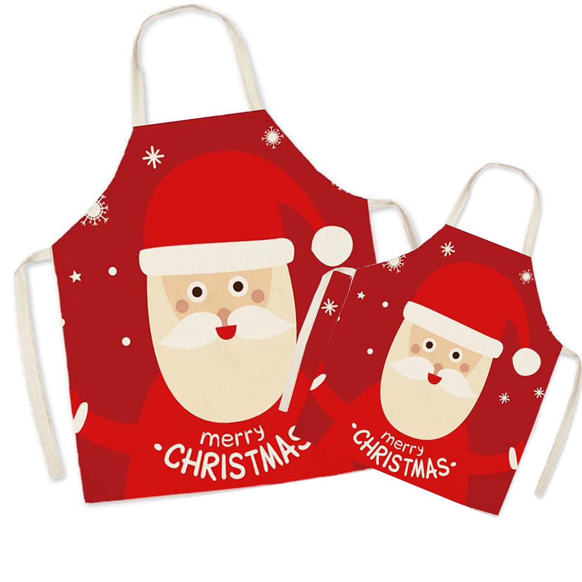 Fomaiself Christmas Linen Parent And Child Cooking Apron - Father Pattern Mum And Kids Apron, Mummy Son Daughter Aprons For Cooking Baking Painting Party