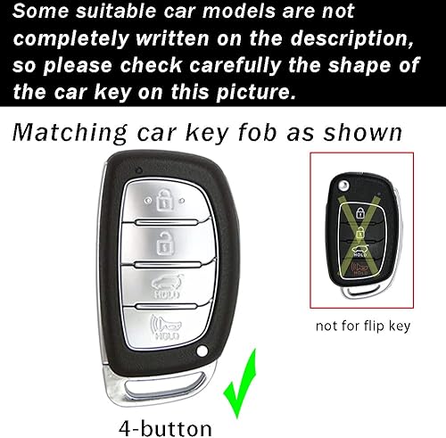 Miniatura 2 de ontto Funda para llavero inteligente con control remoto para Hyundai Venue I40 IX35 I45, Beige (llavero largo)