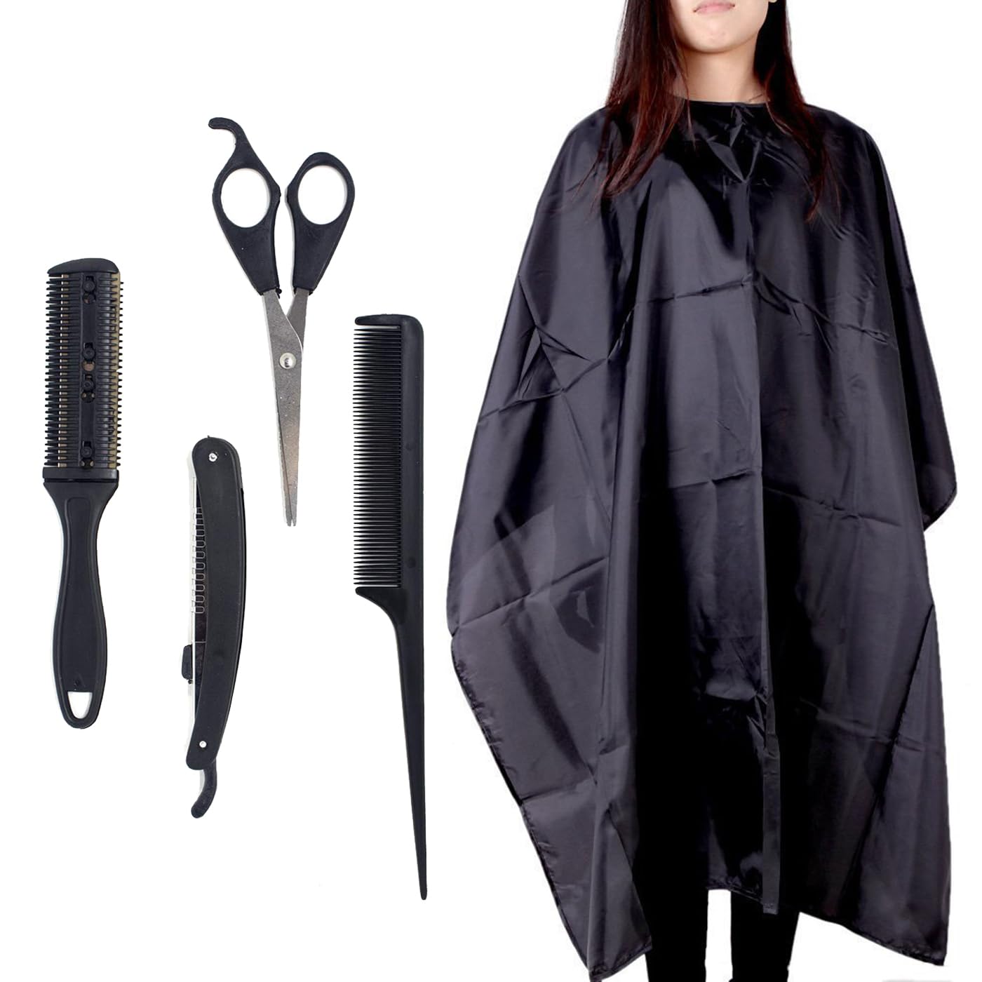 Fully Saloon Hair Cutting Apron For Men and Women Barber Hair Cut Cape Apron With Hair Cutting Tools For Home Parlor and Salon Use Hairdressing Salon Accessories