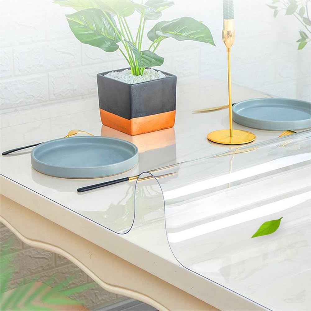 1/1,5/2 mm dicke, rutschfeste PVC-Schreibtischunterlage, groß, transparent, Schreibtischschutz für Büro, Zuhause, hitzebeständige und wasserdichte Schreibtischunterlage (1 mm, 70 x 160 cm)