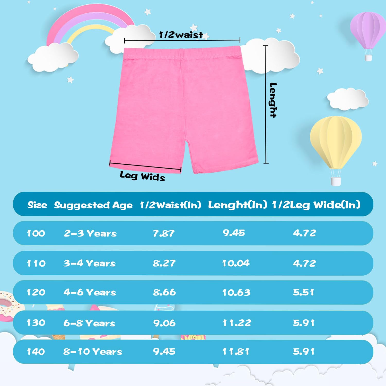 Lot de 10 leggings courts d'école pour filles, shorts de danse respirants et confortables pour enfants (2 à 10 ans)