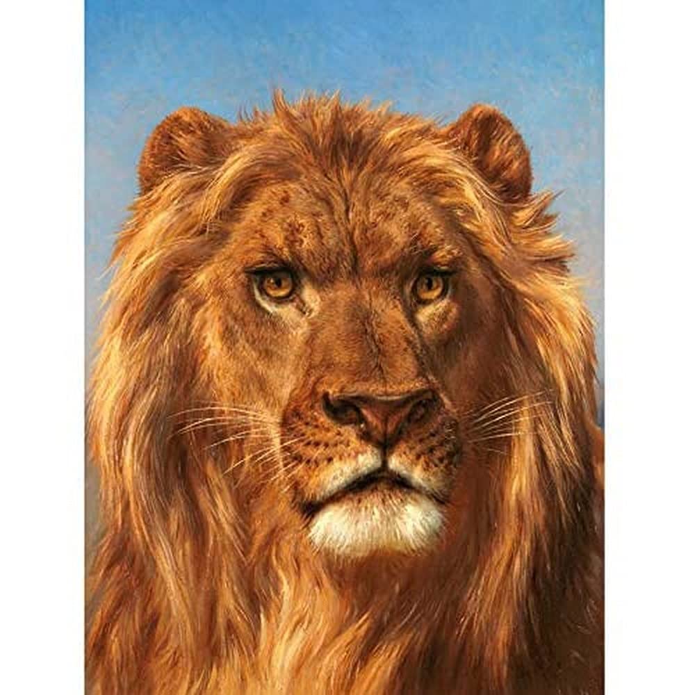 Bonheur Löwenkopf große Katze Realismus Gemälde Kunstdruck Leinwand Premium Wanddekoration Poster Wandbild