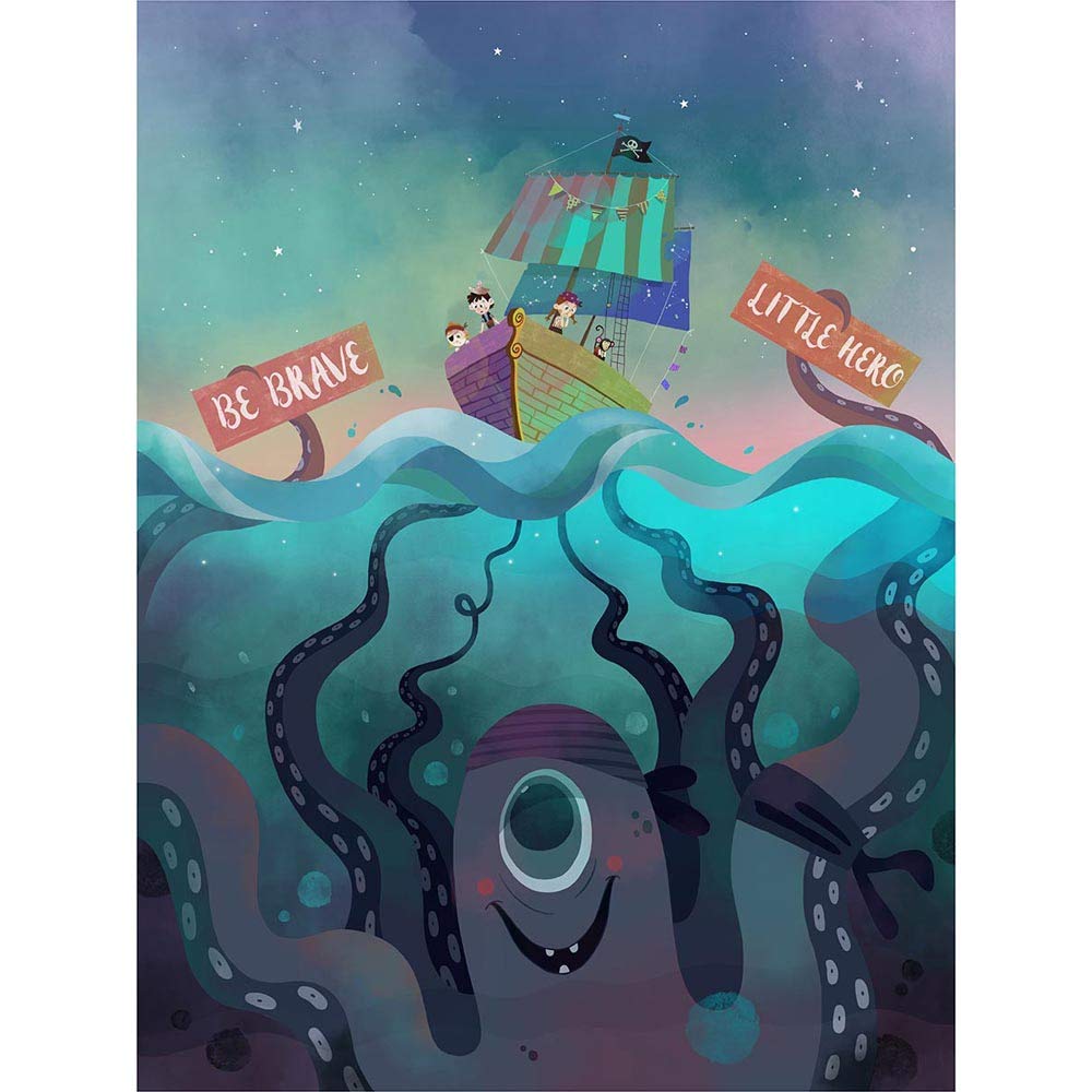 Wee Blue Coo Pirates Octopus Be Brave Unframed Wall Art Print Poster Home Decor Premium