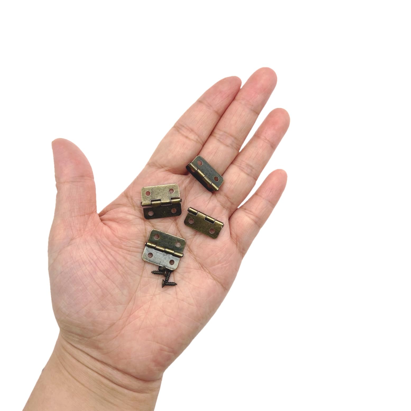JZK Minisagras de bronce – Paquete de 10 bisagras de cajón de 18 x 16 mm para muebles pequeños y manualidades