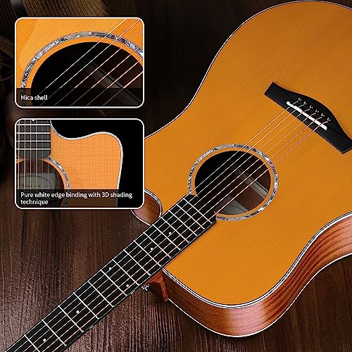 Rosen Guitare acoustique N10 pour adultes débutants, dreadnought en épicéa massif, kit de guitare Acustica avec sac de transport, sangle, cordes, capodastre, médiators, chiffon de nettoyage, Rerto - Les Beatles, Paul McCartney, John Lennon, RIngo Starr, George Harrison Rosen Guitare acoustique N10 pour adultes débutants, dreadnought en épicéa massif, kit de guitare Acustica avec sac de transport, sangle, cordes, capodastre, médiators, chiffon de nettoyage, Rerto – Image 6