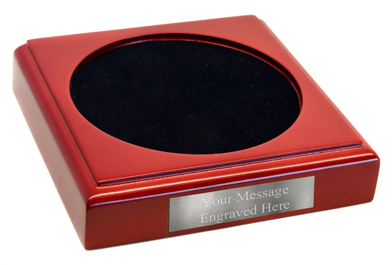 County Engraving Personalised Wooden Plinth Base Display Precious Items With Engraved Plaque (Silver) - Enter Your Own Custom Text
