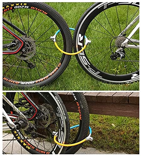 Candado portátil para Bicicleta con Mini Anilla antirrobo y Cable de Acero, Ideal para Bicicletas de montaña y Carretera (Color Azul)