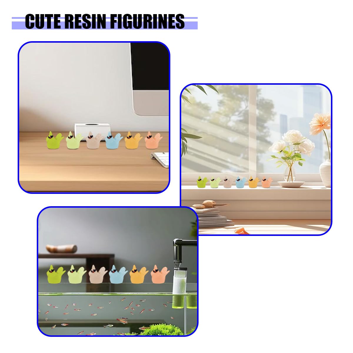 YoRise 6PCS Cute Luminous Hummingbird Car Dashboard Decorations Funny Rear View Mirror Accessories Mini Cartoon Animal Car Decorations — view 5