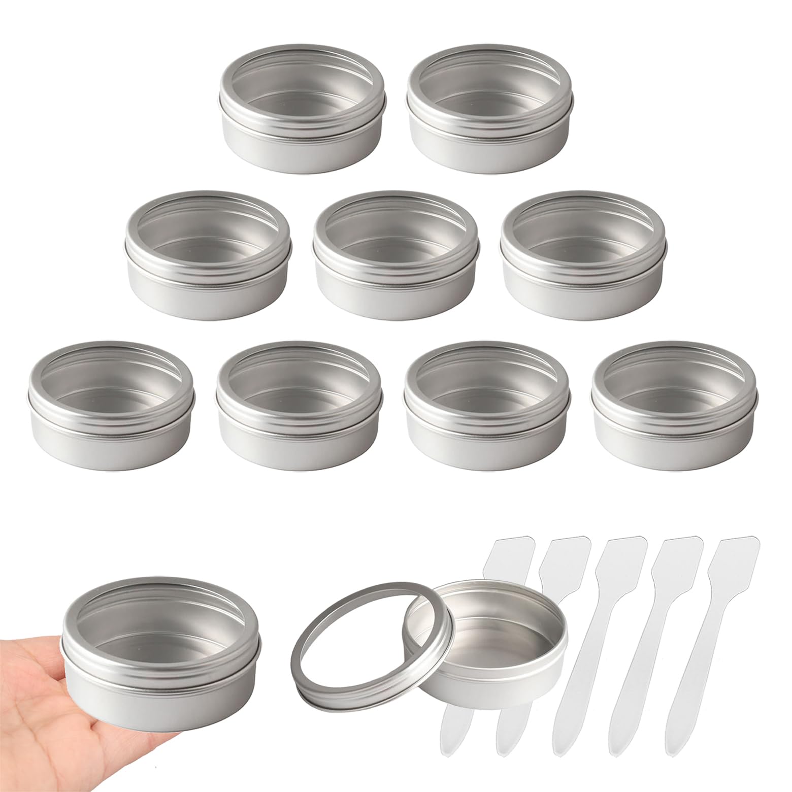 Lot de 30 Pots en Aluminium Argent Avec Couvercles Coulissants 100 ml Avec Fenêtres Transparentes, Pour Baumes à Lèvres, Bougies, Savons et Autres Produits Cosmétiques