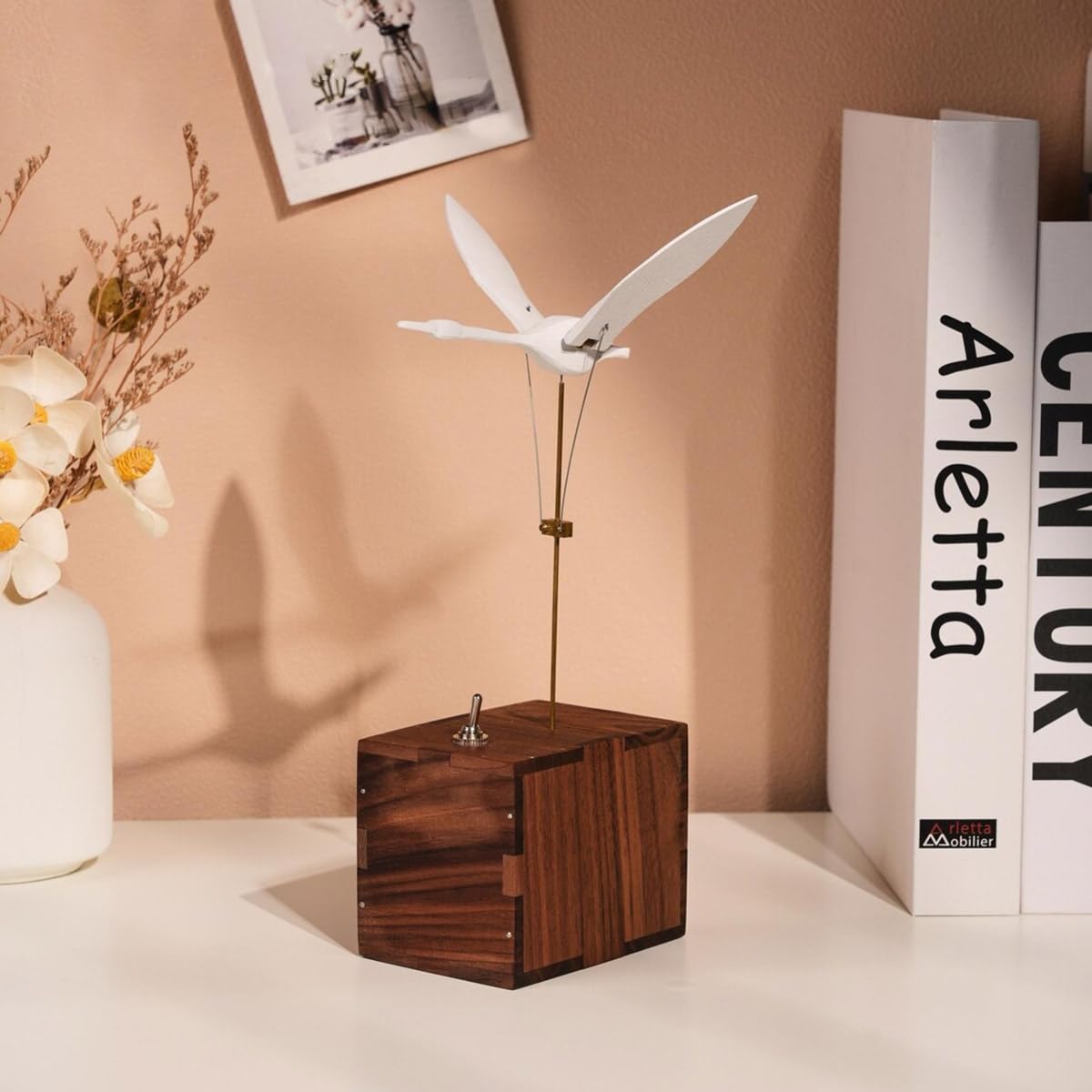 Carillon 3D in legno fatto a mano a forma di cigno volante, modello dinamico con sistema di movimento, noce naturale, decorazione unica per casa e ufficio, regali creativi