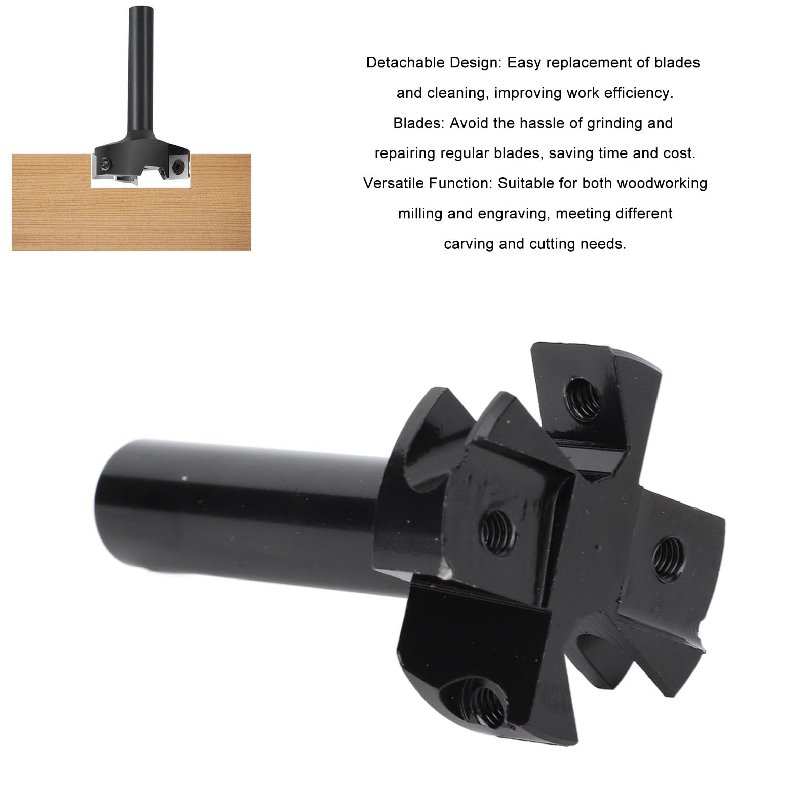 Punta per fresatura di superficie, punta per fresa con inserto in lega di carburo staccabile, strumento per appiattire pannello spoilboard per la lavorazione del legno, punta per