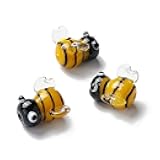 Pandahall 5Pcs Handmade 3D Bees Lampwork Glass Beads Insect Theme Yellow Honeybee Bumblebee Loose Spacer Beads for Summer Boho Hawaii DIY Jewelry Making, Hole: 1.2-1.4mm