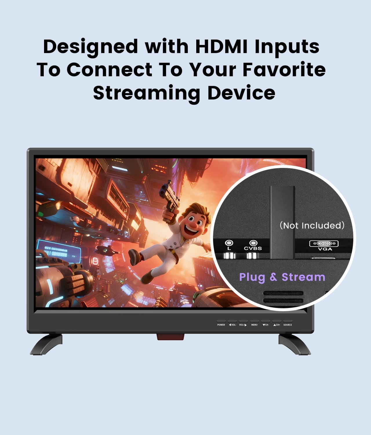19 Inch LED Widescreen TV with Digital ATSC Tuners HDMI/VGA/RCA/USB, 19 Inch Flat Screen TV w/Built in Dual Speakers for Kitchen and RV Camper(No Smart Telesivion) 9 61vLit9SncL. AC SL1500