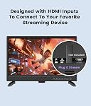 19 Inch LED Widescreen TV with Digital ATSC Tuners HDMI/VGA/RCA/USB, 19 Inch Flat Screen TV w/Built in Dual Speakers for Kitchen and RV Camper(No Smart Telesivion)
