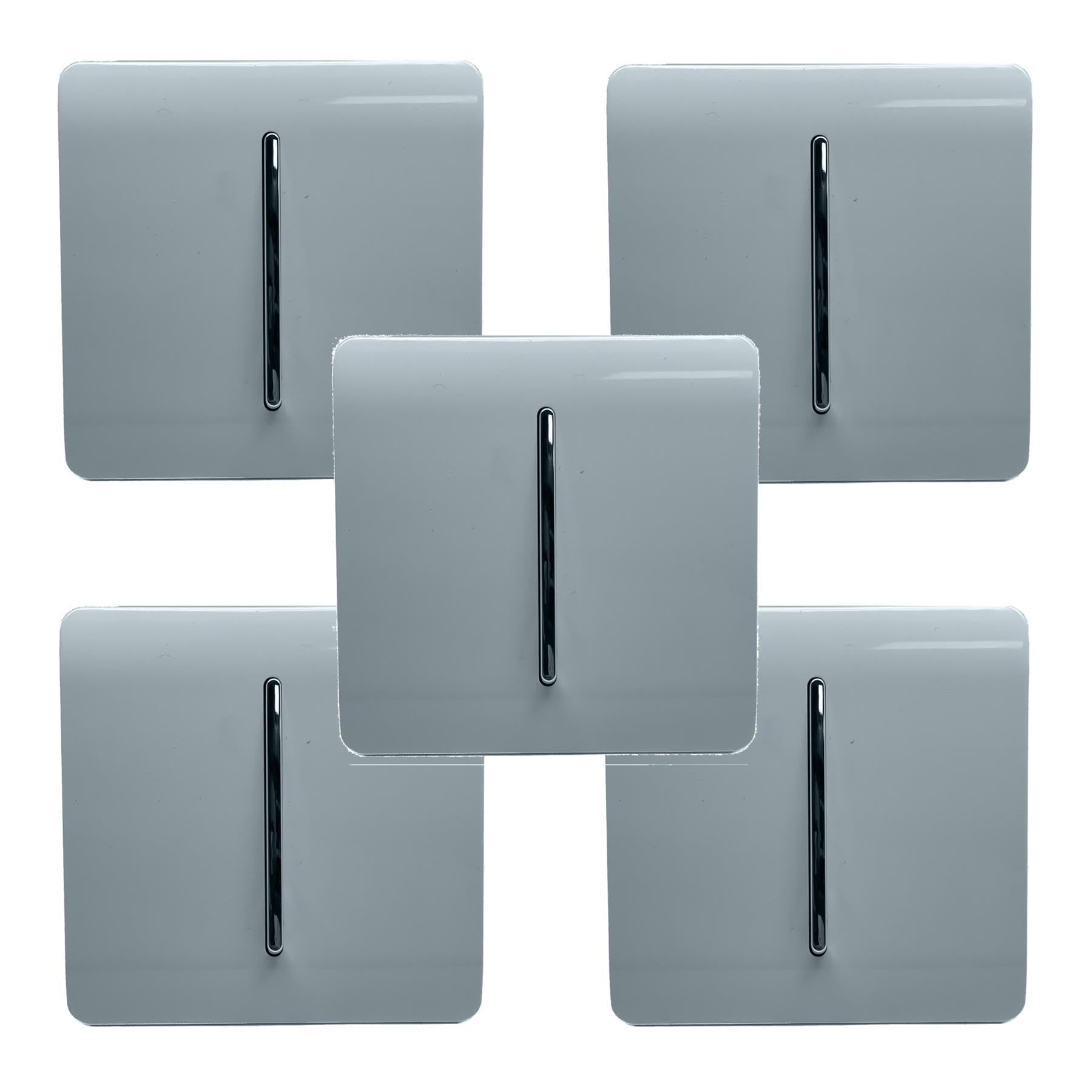 Trendi Modern 1 Gang 1 or 2 way Screwless Rocker Light Switch in Cool Grey (Pack of 5)