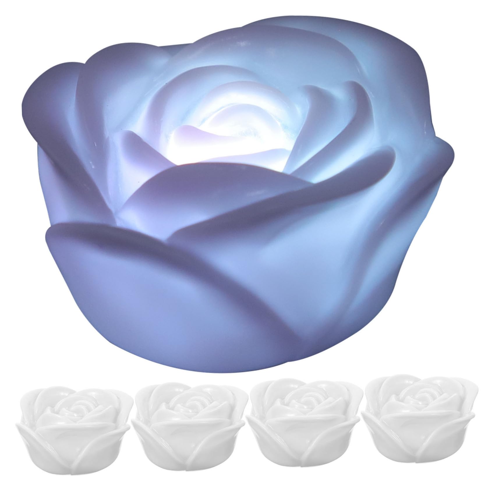 Lurrose 5 Pcs Rose Shaped LED Lights Floating Plastic Night Lamps Color Changing Function for Home and Restaurant Decoration