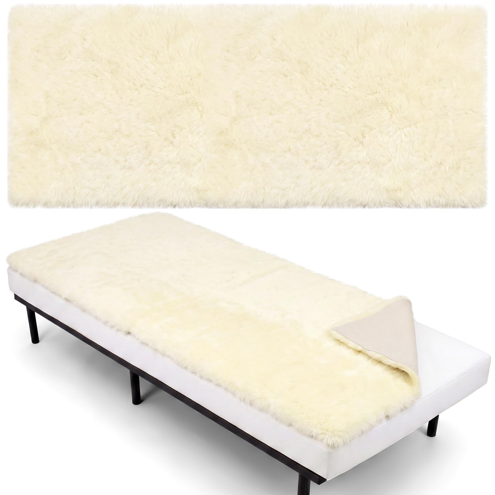Chumia Medical Sheepskin Pads for Preventing Bedsores, Beige, 32 x 79in