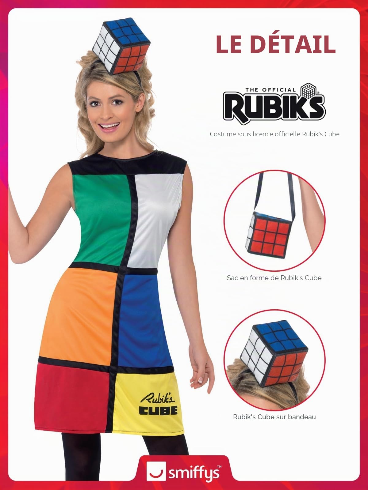 Smiffys Women's Rubik's Cube Costume, Dress, Headband & Bag