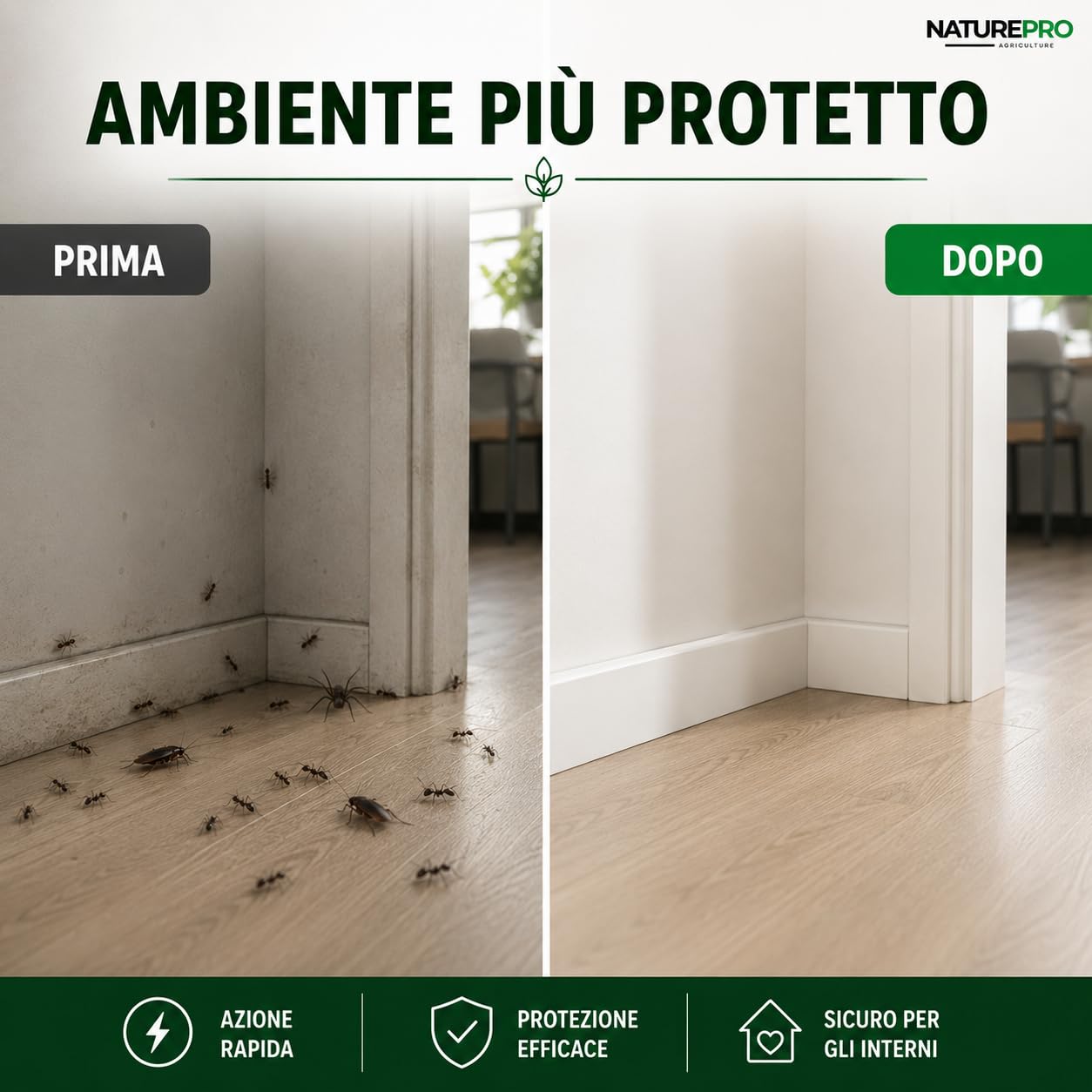 NaturePro - Only Py 5L – Insetticida-Acaricida Naturale Anti-Zanzare, Mosche, Scarafaggi - Pronto all’Uso a Base di Piretro. Ambienti interni ed esterni di casa. Azione rapida e abbattente.