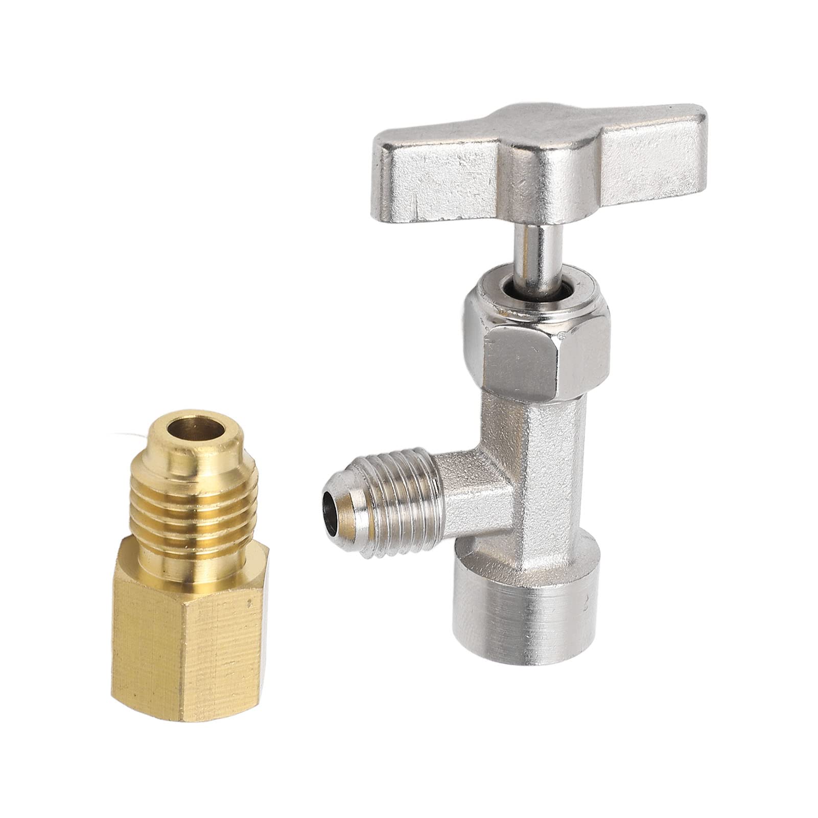 Buachois Samouszczelniający się zawór kranowy, R134A gwint 1/10.2 cm 1/5.1 cm dozownik czynnika chłodniczego ze stali nierdzewnej otwieracz do puszek z adapterem zbiornika do napełniania systemów