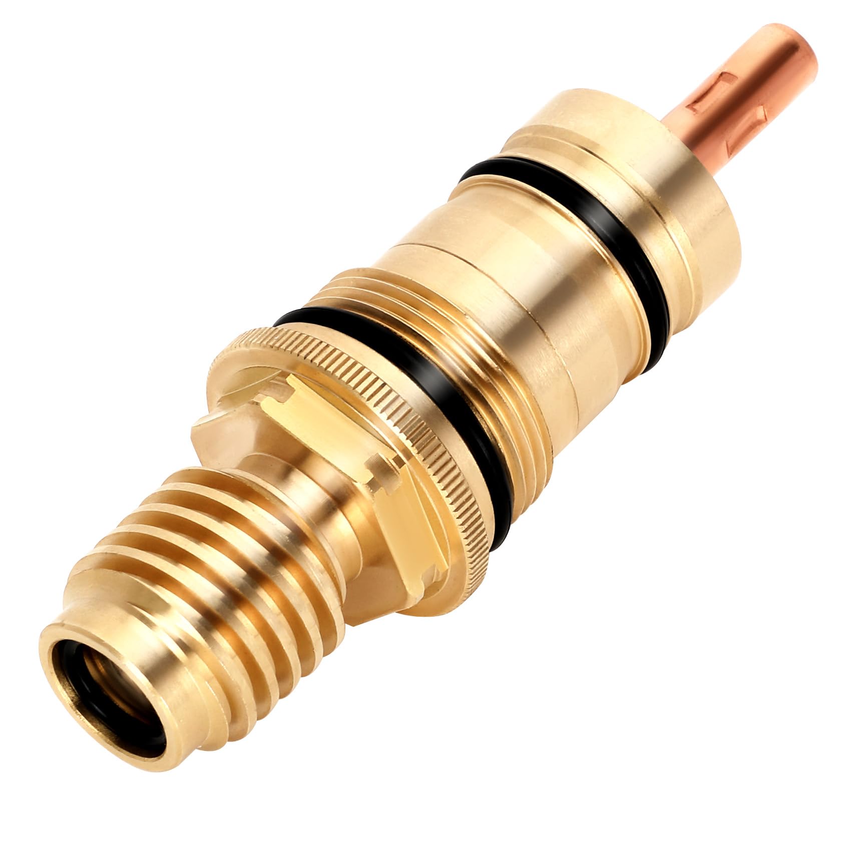 Photo 1 of 47050000 1/2? Thermo Element Cartridge Valve, Thermostatic Cartridge Compatible with Grohe Tub and Shower Faucet Model 34122, Precision Temperature Control, Brass, Starlight Chrome
