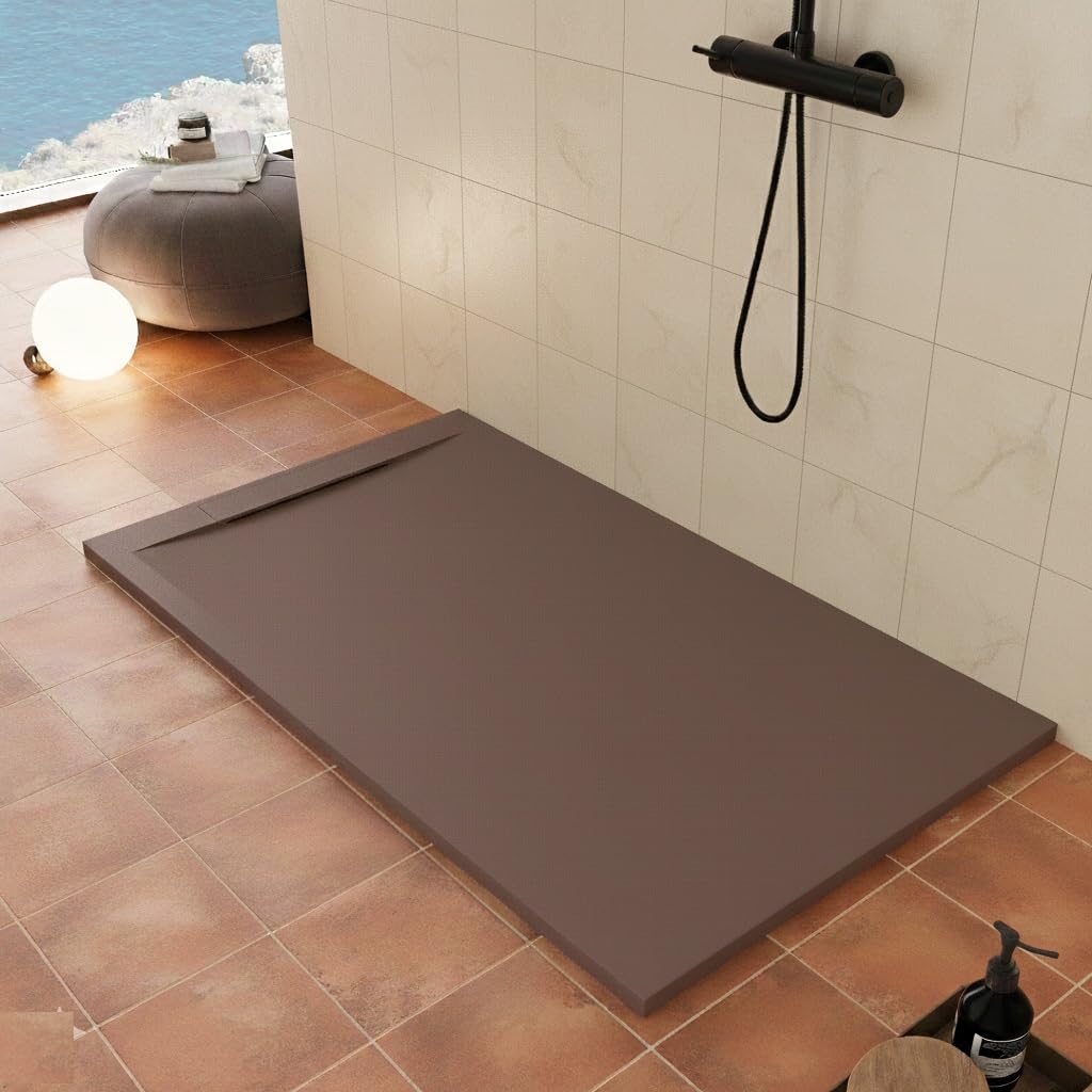 Receveur de douche en minéralmarbre Sienne marron aspect pierre
