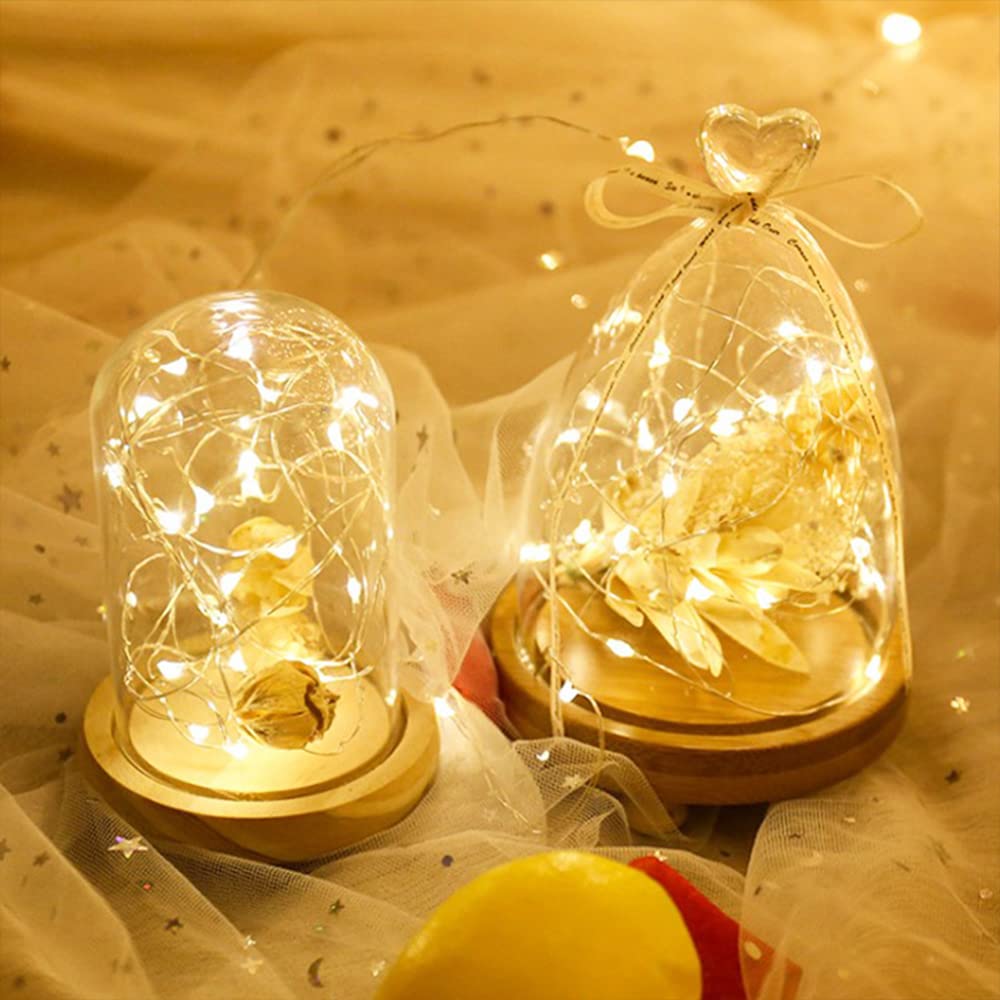 EHWINE - Juego de 24 luces LED de hadas para dormitorio, 7 pies, 20 luces LED de batería, luces de luciérnaga impermeables para decoración de bodas, fiestas, Navidad, blanco cálido