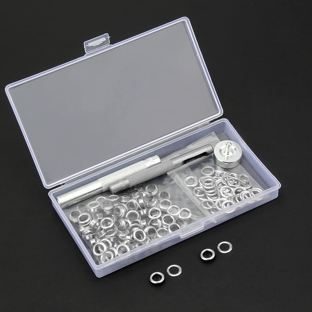 Kit Occhielli Per Teloni E Borse - 100 Pezzi 12mm Con Strumento, Argento - Foto 13
